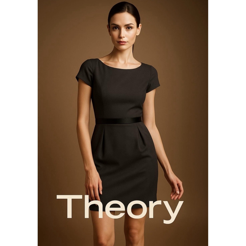 Theory JOENA Short Dress Size 12 Gray‎ Fit Flare A-Line Cap Sleeve 91075604 - Picture 5 of 15